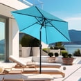 thumbnail image 3 of Ainfox 7.5ft Patio Umbrella Outdoor Portable Table Market Umbrella with Push Button Tilt/Crank Waterproof UV-proof, Blue, 3 of 7