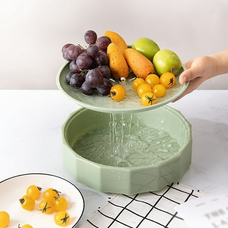 

1pc Vegetable Drain Basket Snack Candy Plate Food Storage Containers Bowl With Strainer And Lids Colander Plastic Bowl For Fruit Vegetable Salad 26*12cm/10.23*4.72in