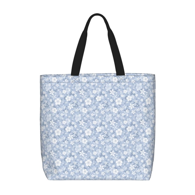 Fotbe Gray White Floral Bolsa Tote con Estampado para Mujer, Bolsos con Cremallera, Bolsa de Hombro Casual de Gran Capacidad con Bolsillos Internos