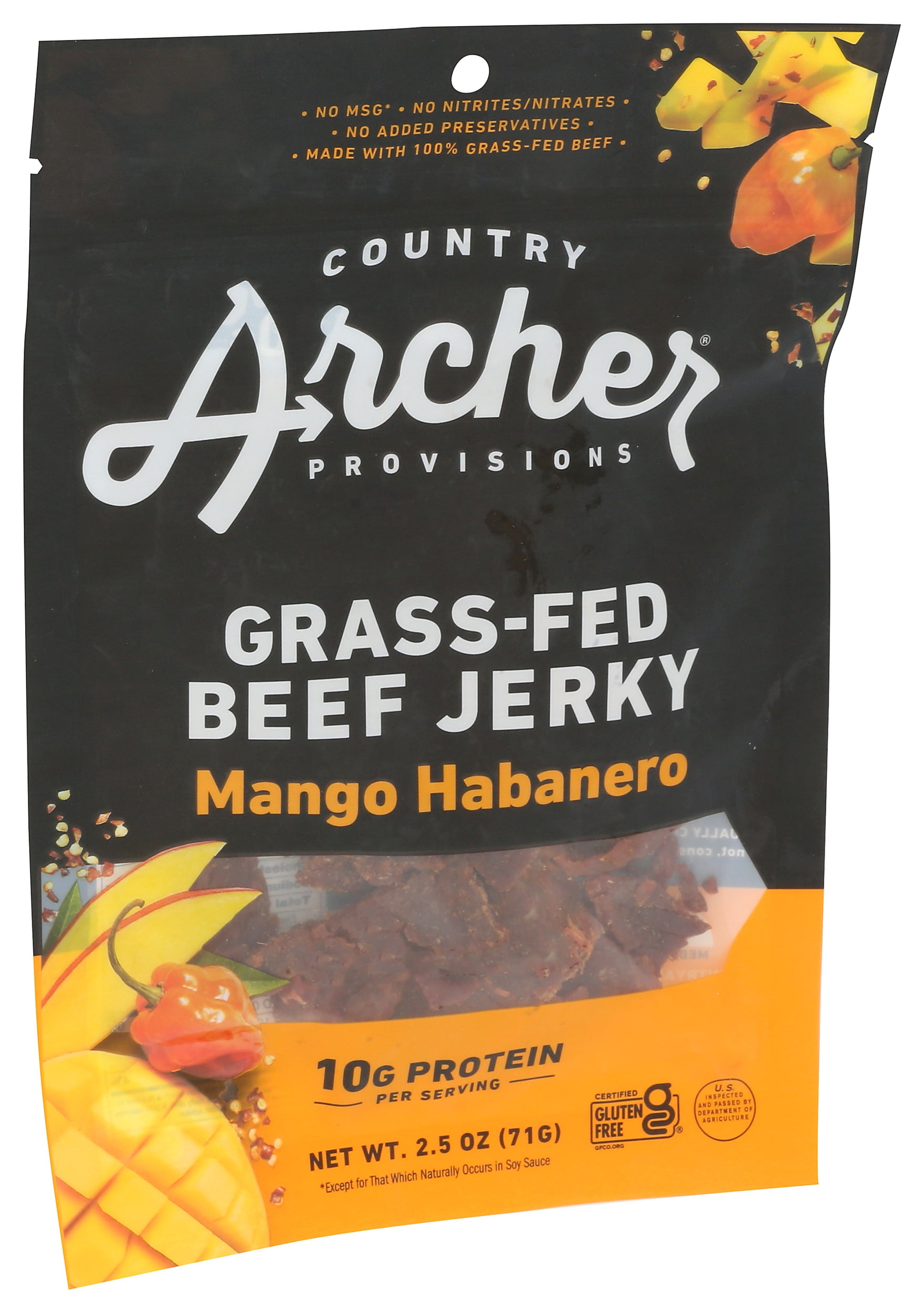 (Pack of 12), Country Archer Mango Habanero Beef Jerky, 2.5 oz