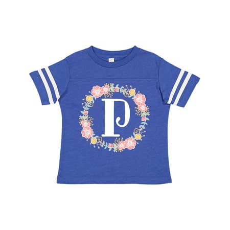 

Inktastic Monogram Letter P Rose Floral Wreath Gift Toddler Toddler Girl T-Shirt