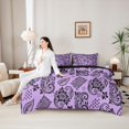 thumbnail image 5 of jejeloiu Mystic Paisley 7pcs Queen Bedding For Men Women,Bold Print Bedding Comforter Set Queen,Purple Black,Black Reversible, 5 of 7