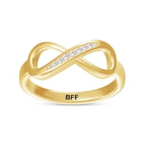 AFFY Infinity Promise Ring for Women | Round White Natural Diamond "Best Friends Forever" Stackable Wedding Bands Ring | 18K Yellow Gold Vermeil Jewelry Gifts For Her (0.05Cttw)-6.5