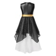 thumbnail image 2 of Haitryli Kids Girls Liturgical Praise Dance Dress Full Length Worship Costume Lyrical Dancewear Black 6, 2 of 5