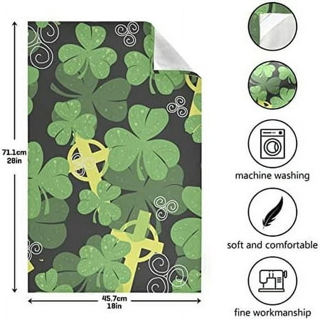 

SKYSONIC St Patrick s Day Clover Kitchen Towel Set of 1 Super Soft Absorbent Hand Towel Tea Towel Tableware Cleaning Rag for Kitchen Home Hotel Beach Bathroom Gym