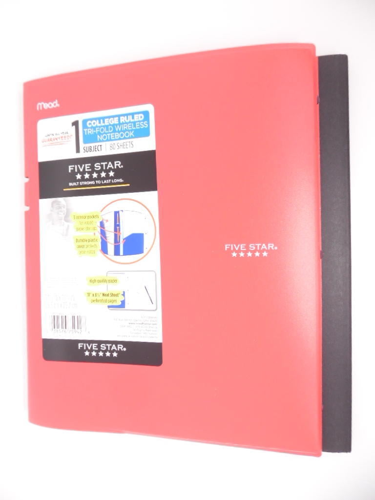 Details about   *NEW* Mead Five Star Tri-Fold Wireless Notebook 80 Sheet College Ruled 