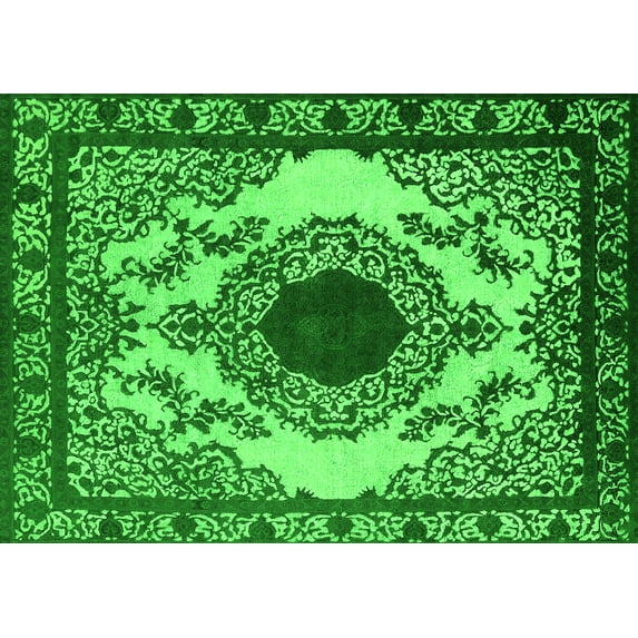 Ahgly Company Indoor Rectangle Oriental Green Industrial Area Rugs, 8' x 12'