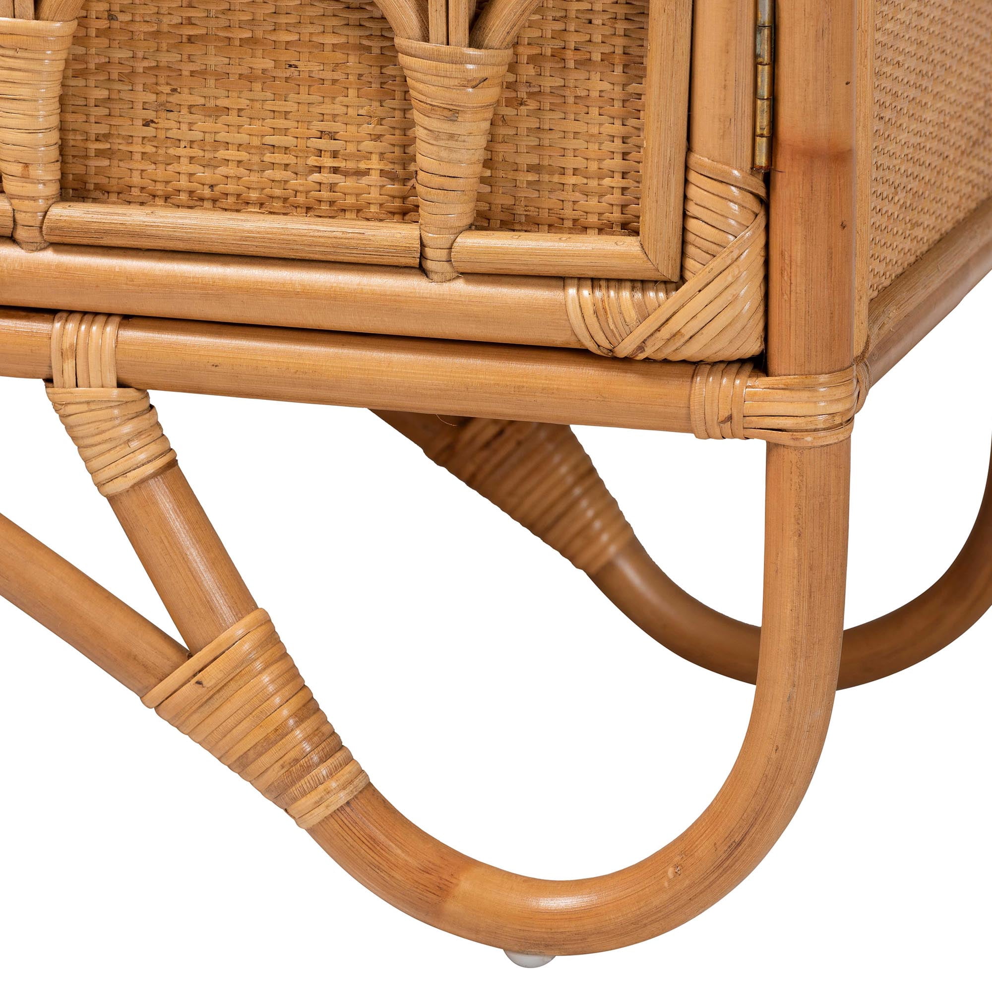 bali & pari Baylor Boho Storage Cabinet, 2-Shelf, Light Honey