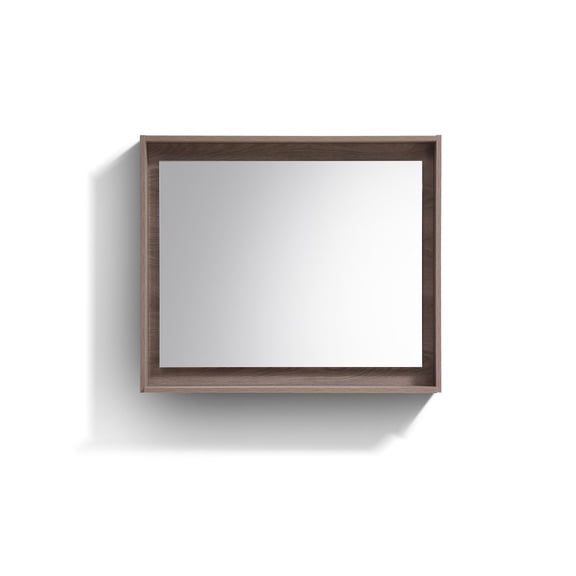 Kubebath KUBE 36" Framed Mirror With Shelve - Butternut  Finish