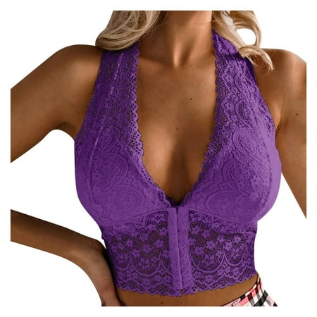 

knqrhpse Lingerie For Women Bra For Daily Adjustable Sleeveless Bra Solid Color Underwear Plus Size Lingerie Purple L