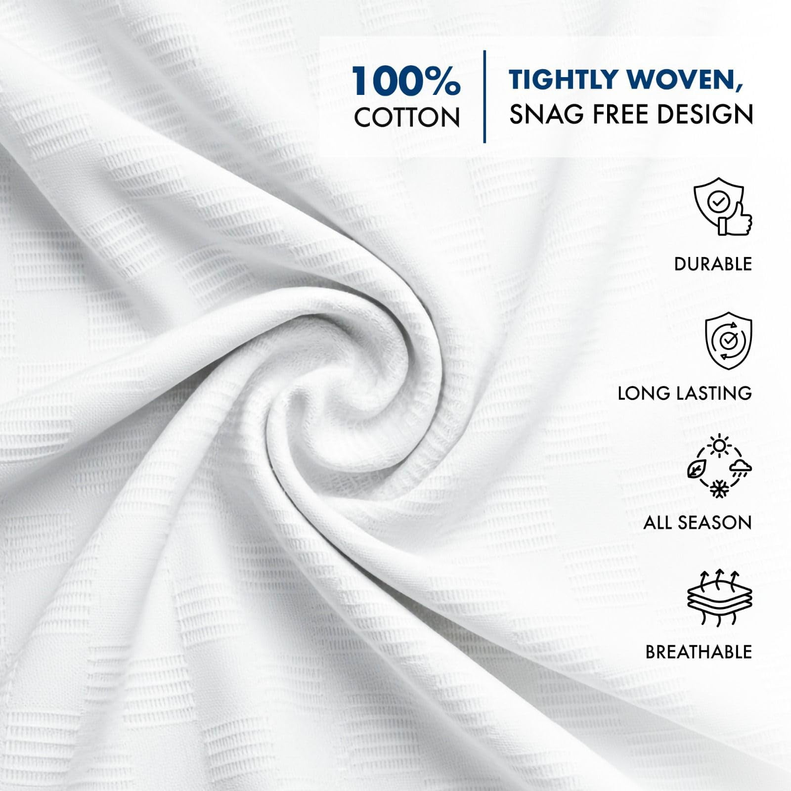 Linteum Textile Supply 100% Cotton Thermal Snag-Free Blanket (White, Queen) 90x90 in