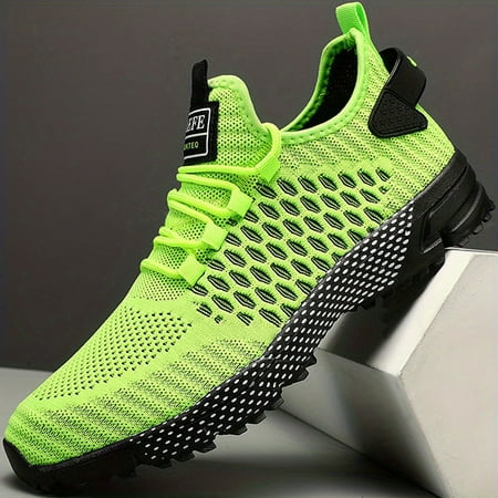 

Men s Casual Geometric Print Breathable Mesh Lace-up Sneakers Outdoor Anti-skid Shoes For Running Walking