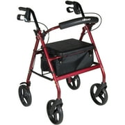 Aluminum Rollator with Removable Wheels, Red