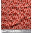 thumbnail image 1 of Soimoi Red Cotton Poplin Fabric Clouds & Bird Printed Craft Fabric by the Yard 42 Inch Wide, 1 of 5