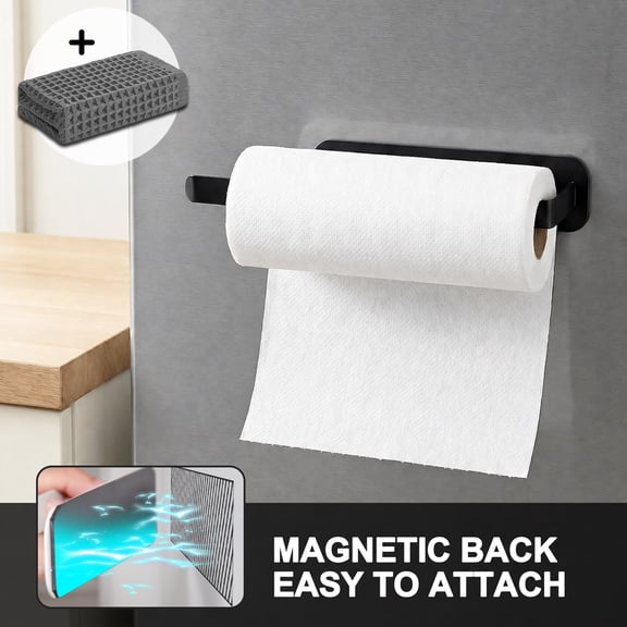 Magnetic Paper Towel Holder for Fridge Kitchen Paper Rolls Storage with Cleaning Cloth
