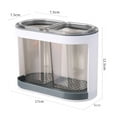 thumbnail image 5 of Utensil Holder Cutlery Drainer Two-compartments Transparent Wall Mounted Chopsticks Holder Spoon Fork Drain Storage Rack Organizer, 5 of 8