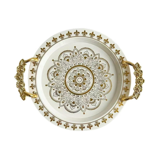 Bandeja decorativa para servir frutas, vajilla multiusos, redonda, europea, para comida. 40cmx35.5cmx5cm