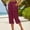 Wine, variant on WPPGONE Cotton Capri Pants for Women Plus Size with Pockets High Elastic Waisted Drawstring Loose Fit Side Slit Button Cropped Bottoms Comfortable Summer Daily Trousers
