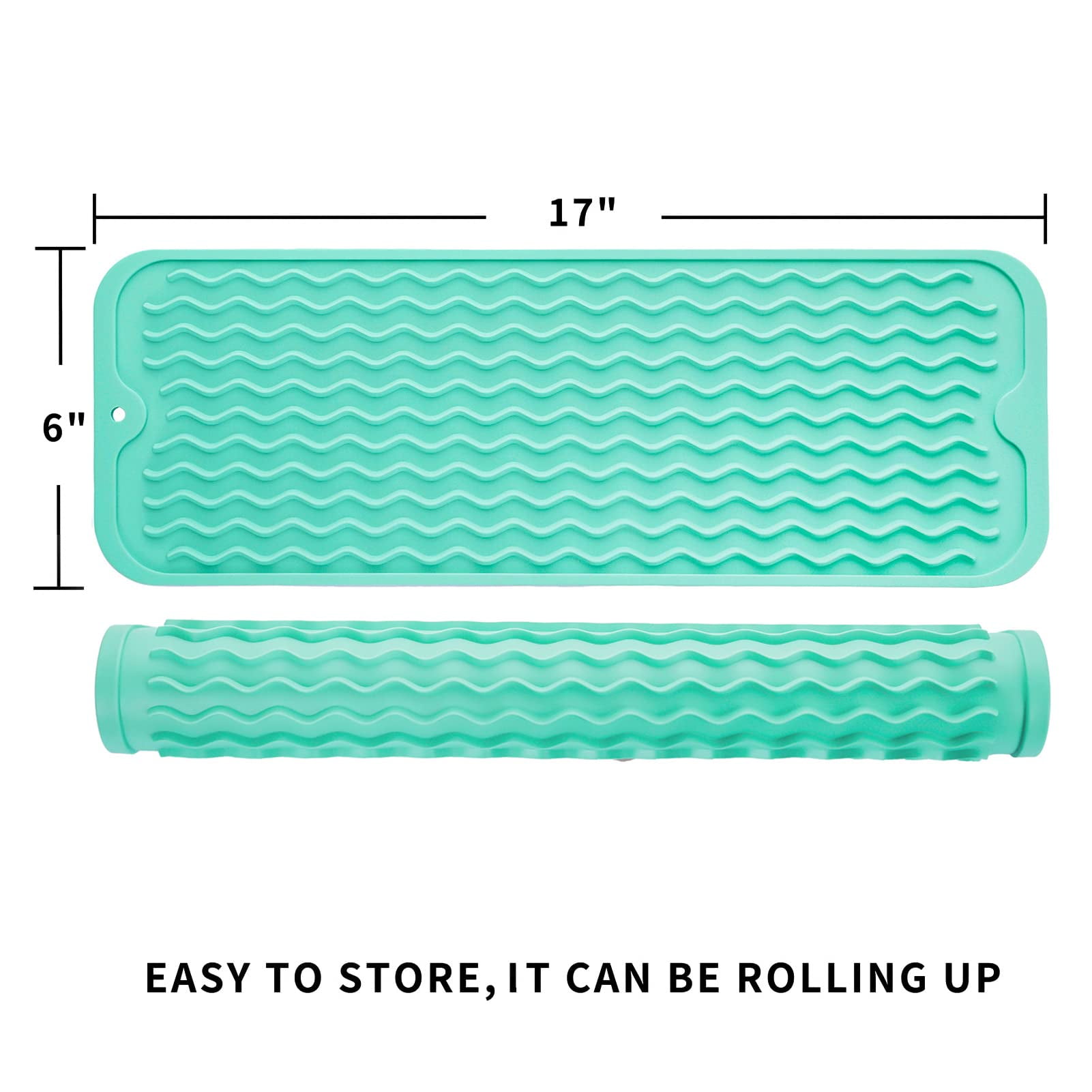 RECER Silicone Dish Drying Mat, Heat-resistant Drying Mat for Kitchen  Counter, Easy to Drain and Clean, ,Eco-friendly, Non-Slip, Counter, Sink,  or Bar