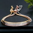 thumbnail image 2 of EOEMY Elegant Women Cubic Zirconia Chain Bracelet Bangle Cz Jewelry Gifts Adjustable-Gold, 2 of 8