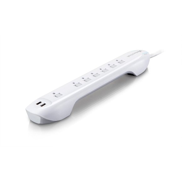 360 Electrical Idealist 7 Outlet Surge Protector with 2x 2.4-amp USB Ports and 6-ft Cord - White