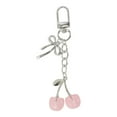 thumbnail image 1 of Accesorios de bolso de llavero de cereza con lazo elegante de 1 pieza de Unique Bargains tono plateado y rosa claro, 1 of 5