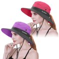 thumbnail image 2 of 2Pcs Femmes Pêcheur Chapeaux Queue de Cheval UV Protection Chapeau de Soleil à Large Bord Casquettes, 2 of 7