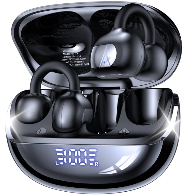Auriculares Tipo Clip VEATOOL Bluetooth 5.4 con Micrófono, 60H Autonomía, Ligeros, Llamadas ENC, Sonido 3D, Resistencia IPX7, Ideales para Deporte y Running