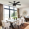 thumbnail image 5 of Parrot Uncle 52-Inch Black Industrial Ceiling Fans with Lights and Remote Caged Indoor Ceiling Fan for Bedroom, 5 of 17