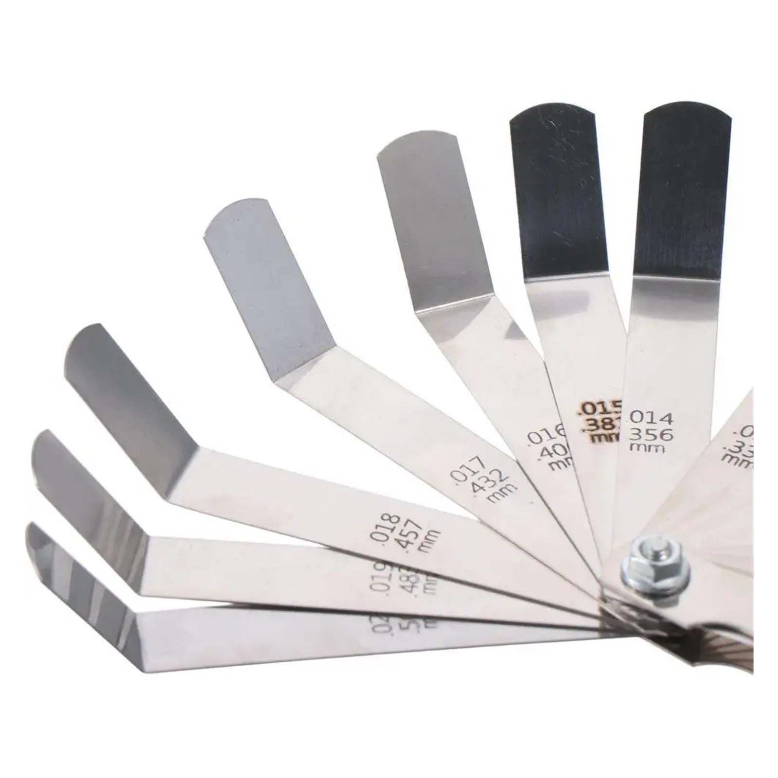 Metric 0.127- 0.508mm Valve Offset Feeler Gauge 16 Blades Stainless Steel Feeler Gauge for Gap Valve Tappets ,Easy Identification