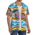thumbnail image 4 of KLL Rainbow Animals on Noah's Ark Print Men's Shirt Short Sleeve Button Down Summer Cuba Beach Shirts- Small, 4 of 7
