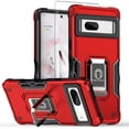 thumbnail image 1 of Allytech Google Pixel 7A Case with Ring Holder + 1 Pcs Screen Protector, Kickstand Rugged Shockproof Anti-Scratch Bumper Protective Back Cover Case for Google Pixel 7A - Red, 1 of 8