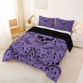 thumbnail image 2 of Castle Fairy Gothic Skull King Size Comforter Sets 3pcs,Abstract Gradient Leaves Comforters King Size,Lilac Purples,1 Comforter and 2 Pillowcases,Black Reversible, 2 of 6