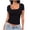 *Black, variant on Women's Square Neck Short Sleeve T-Shirt,Casual Slim Fit Basic Tee Beige,Women's Plus L