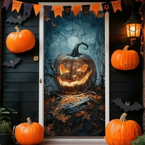 Halloween Door Cover Polyester Decoration Background Cloth Party Tapestry - Ghost Festival Holiday Wall Decor(A)
