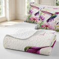 thumbnail image 4 of Erosebridal Vintage Hummingbird Quilt Full,Lovely Flower Full Bedspread Sets,White Purple,3pcs,1 Coverlet and 2 Pillowcases, 4 of 7