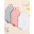 thumbnail image 2 of Wassery 3pcs Baby Girls Romper 6M 9M 12M 18M 24M Newborn Outfits Sleeveless Back Cross Infant Bodysuit Summer Clothes for Casual Daily 6M-24M, 2 of 9