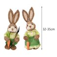 thumbnail image 2 of 2 Pieces Bunny Figurines Photo Props Straw Easter Rabbit Home Sculpture Decoration for Home, 2 of 8