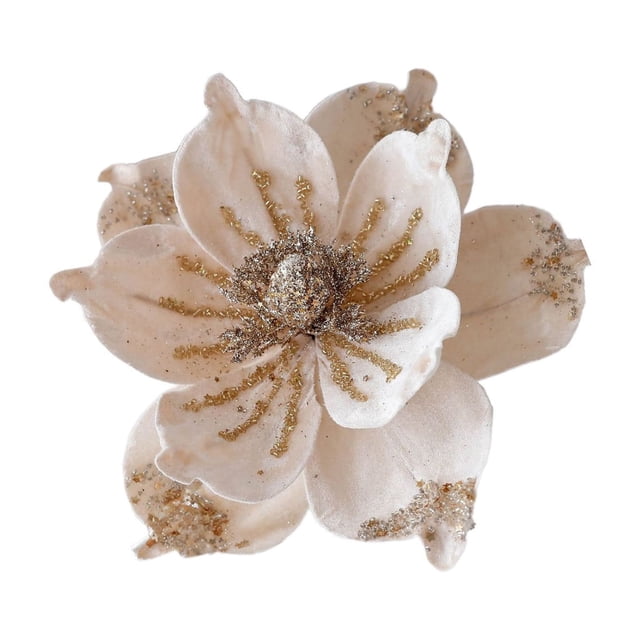 SDNall Christmas Tree Decorations, White Christmas Tree, Christmas Glitter Magnolia Magnolia with Stems Christmas Tree Decoration Flower Wreath Christmas New Year Decoration Holiday Gift