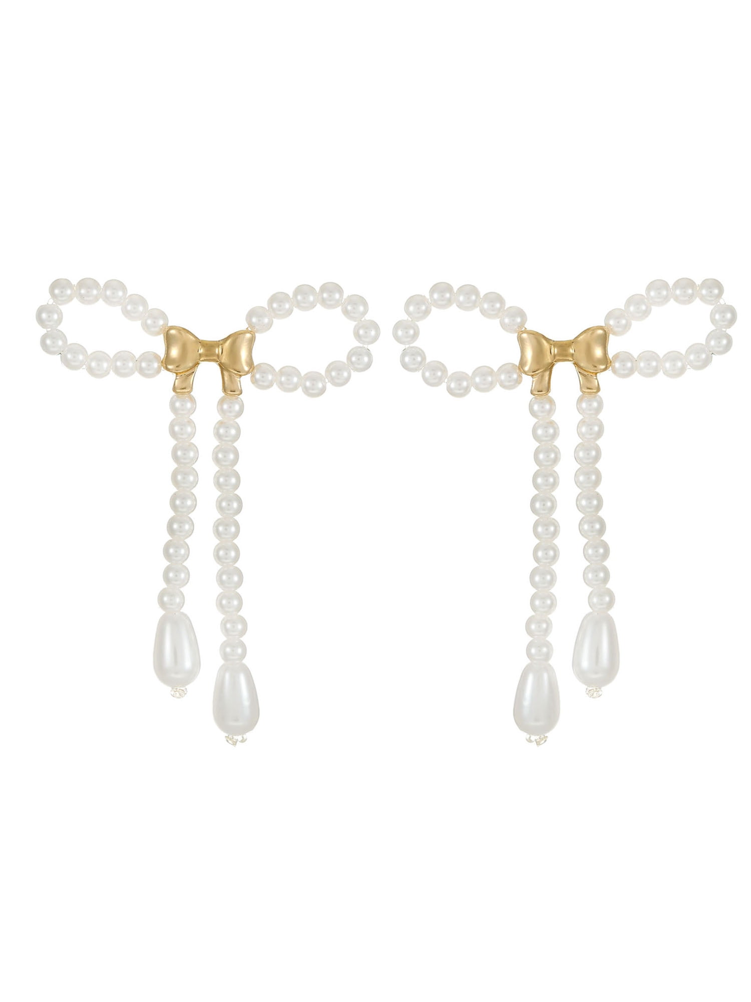 Packed Party Tied with a Bow Pearl Earrings