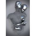 thumbnail image 1 of Escultura de figura de metal creativa, pintura abstracta en lienzo, imagen de abrazo de pareja, decoración del hogar para sala de estar, pintura central, 1 of 6