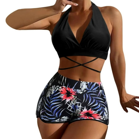 

LBECLEY Womens Swimwear Underwire Swim 2023 New Women s Split Swimsuit Sling Gathers Meibei Bikini Swimming Sports Bra Swimming Suits for Women Nylon Spandex Black Xl