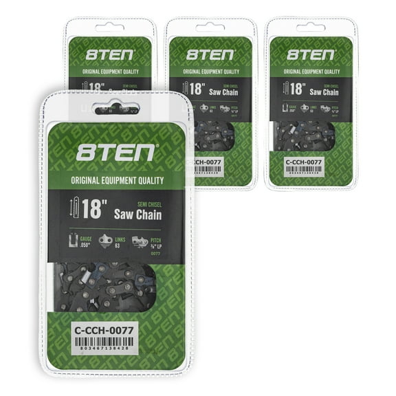 Semi Chisel Chainsaw Chain 18 inch .050 3/8 LP 63DL for Craftsman Worx 4 Pack 810-CCC2299H