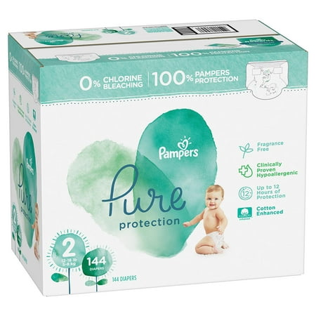 Item By Pampers Pure Protection Diapers 12 hours of leak protection. size: 2 -144 ct. (12-18