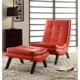 thumbnail image 3 of OSP Ameublement Tustin Chaise Longue et Pouf Sertie de Cuir Rouge Collé, 3 of 4