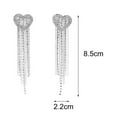 thumbnail image 6 of Grandest Birch 1 Pair Women Dangle Earrings Heart Rhinestone Jewelry All Match Tassels Stud Earrings for Wedding Rhinestone Silver, 6 of 8