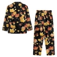 thumbnail image 3 of DISNIMO Maple Leaves Printed Pajama for Women Set 2 Piece Pjs Lounge Set with Pockets Long Sleeve Button Down Sleepwear with Long Pants Casual Loose Loungewear Nightwear, L, 3 of 7