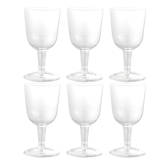 6Pcs Elegant Detachable Base Plastic Wine Glasses 160ml Clear Shatterproof Drinking Goblets for