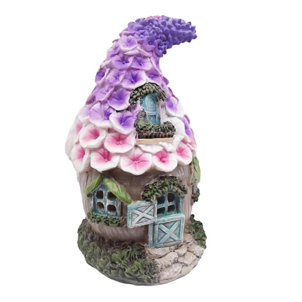 Estatuas de hadas en miniatura de resina para decoración de exteriores, para jardín, inauguración de la casa Púrpura