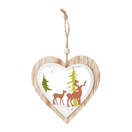 

Veki Star Pendant Christmas Hollow Pendant Christmas Decoration Wooden Tree Lasers Double Five-Pointed Wooden Beads on String